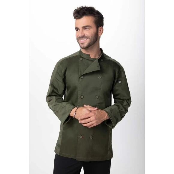 NWT Chef Works Olive 3XL Modern Fit Mojave Chef Coat For Men Green Camo - Picture 1 of 11